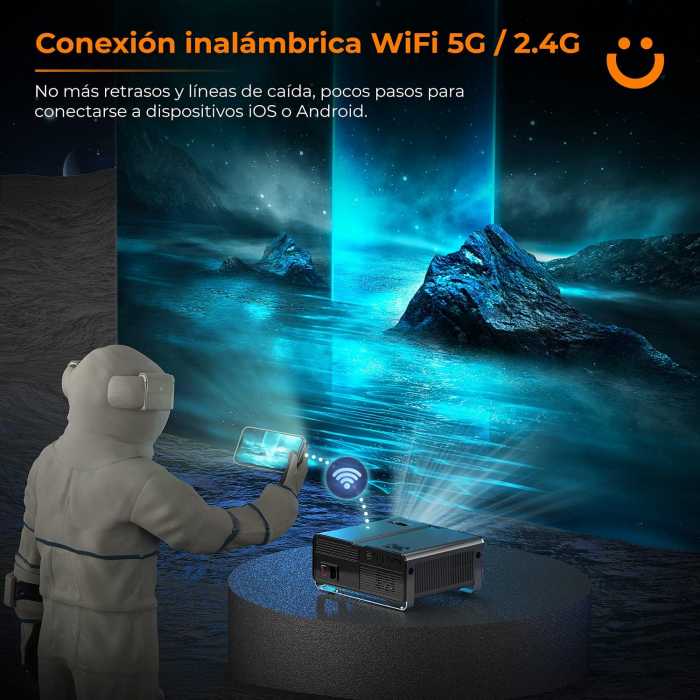 Videoproiector YABER V10 Full HD 9500 Lumeni cu WiFi Bluetooth 5.1 Bidirectional, Portabil 1080p nativ si 4k, PPT 4P/4D Digital Keystone Zoom -50% pentru iOS/Android/PC/PS4/PS5 [5]