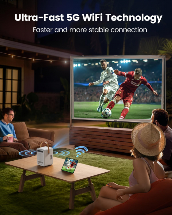 Viodeoproiector TOPTRO B1 cu WiFi and Bluetooth, Battery Powered Projector 1080P, TOPTRO Smart Portable Projector, Auto Focus Keystone, Outdoor Movie Projector for Phone/TV Stick [4]