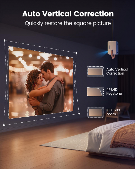Viodeoproiector TOPTRO B1 cu WiFi and Bluetooth, Battery Powered Projector 1080P, TOPTRO Smart Portable Projector, Auto Focus Keystone, Outdoor Movie Projector for Phone/TV Stick [5]
