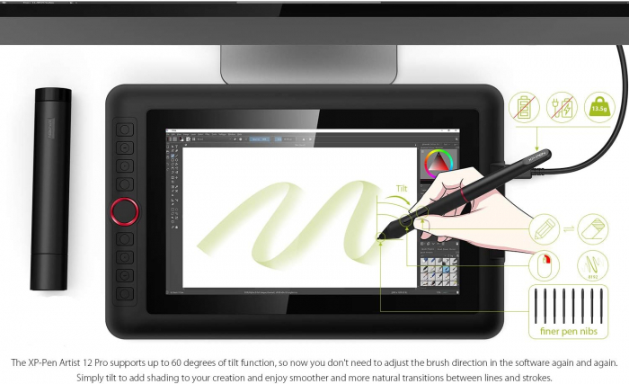 XP-PEN Artist 12 Pro Tableta grafica, 11.6" FHD, TILT, 8192 niveluri presiune, include Artrage 5, Manusa, 8 varfuri de rezerva [6]