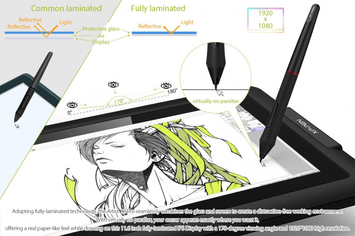 XP-PEN Artist 12 Pro Tableta grafica, 11.6" FHD, TILT, 8192 niveluri presiune, include Artrage 5, Manusa, 8 varfuri de rezerva [3]