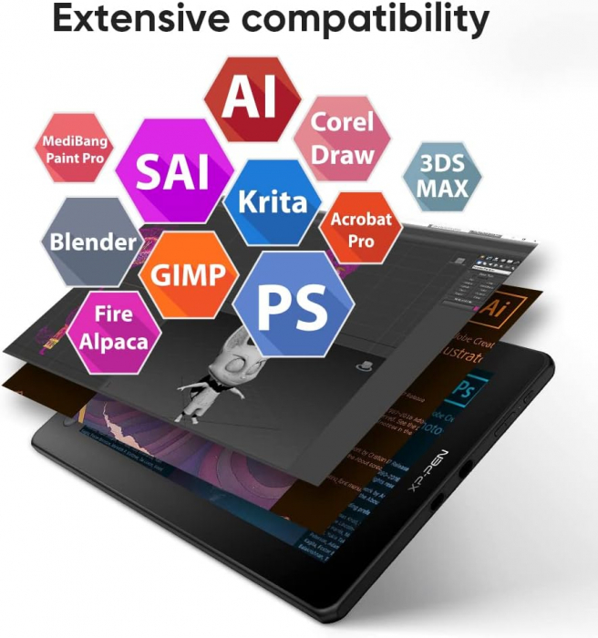XP-PEN Artist 13 2nd Tableta grafica, Display FHD, 8192 niveluri presiune, include Artrage 5, Manusa, 8 varfuri de rezerva [8]