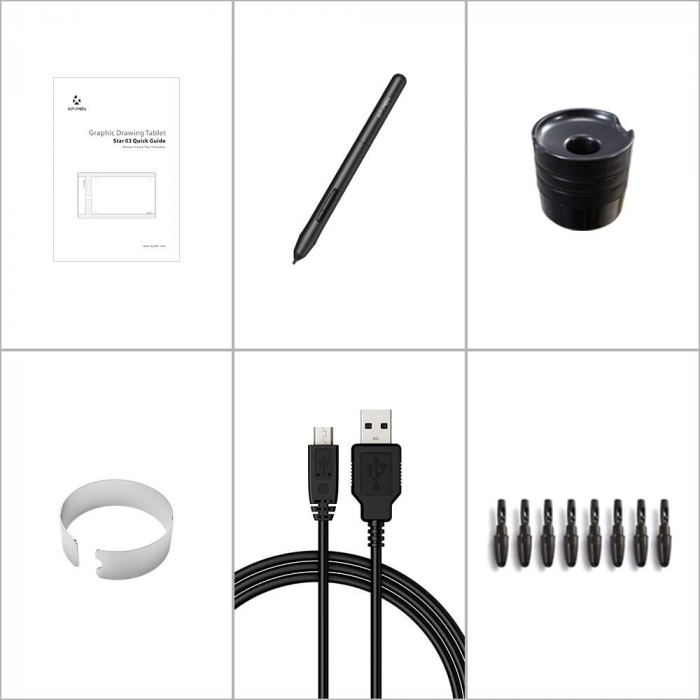 XP-PEN Star 03 V2 Tableta grafica, 10x6", USB, 8 Butoane, 8192 niveluri presiune, include Pen-Stand, 8 varfuri de rezerva [8]