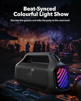 Boxa portabila Anker Soundcore Boom 2 Plus, 140W, BassUp 2.0, IPX7, Lumini RGB, Baterie externa, Bluetooth 5.3, Negru [5]