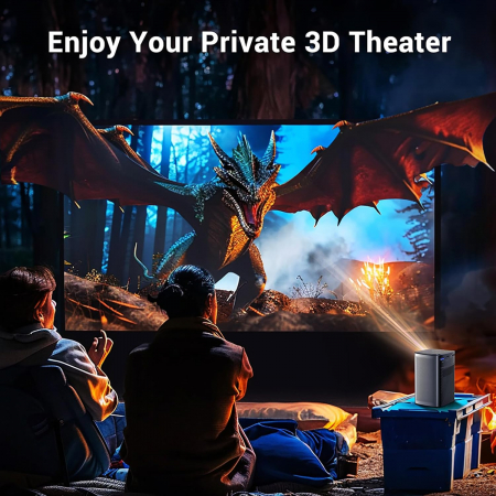 Mini Videoproiector Byintek P70 DLP 3D 4K 380Lumeni Android 9.0 Negru/Argintiu [2]