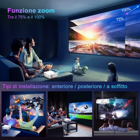 Mini Videoproiector, TOPTRO TR21 5G WiFi Bluetooth Full HD 1080P Suport 7000 lumeni Home Cinema cu functie de zoom X/Y, compatibil cu TV Stick/Laptop/Smartphone/PS5 Telefon mobil [5]