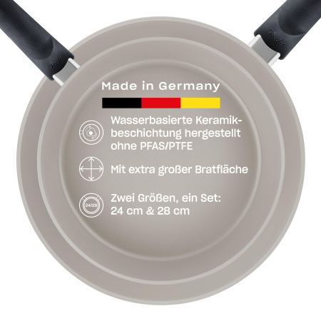 Set tigăi Fissler, 2 bucăți, 24 / 28 cm, pentru inducție, gri