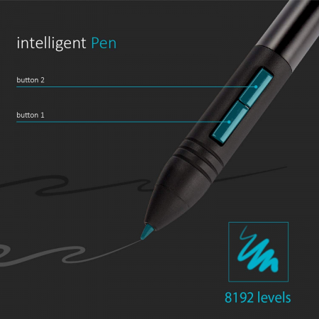 Tableta grafica cu stylus Huion WH1409 V2, Wireless, 8192 niveluri presiune, Negru [1]