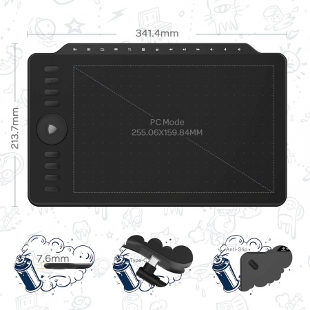 Tableta grafica GAOMON M1220, 12", Stilou 8192 niveluri sensibilitate, compatibila Android/Windows/Mac OS, Negru [4]