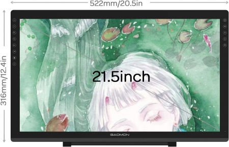 Tableta grafica GAOMON PD2200, Display, 21.5", Stilou 8192 niveluri de presiune, 13 taste tactile, Suport reglabil, Negru [2]
