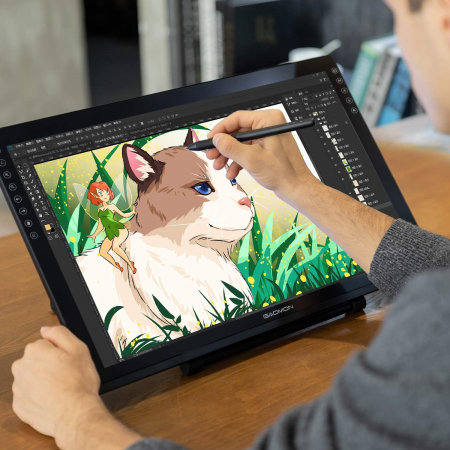 Tableta grafica GAOMON PD2200, Display, 21.5", Stilou 8192 niveluri de presiune, 13 taste tactile, Suport reglabil, Negru [5]