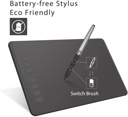 Tableta grafica Huion Inspiroy H950P, 8.7x5.4", 8 taste rapide, 266 PPS, 8192 niveluri presiune, PW100 Pen fara baterie, TILT ±60°, include 8 varfuri rezerva [2]