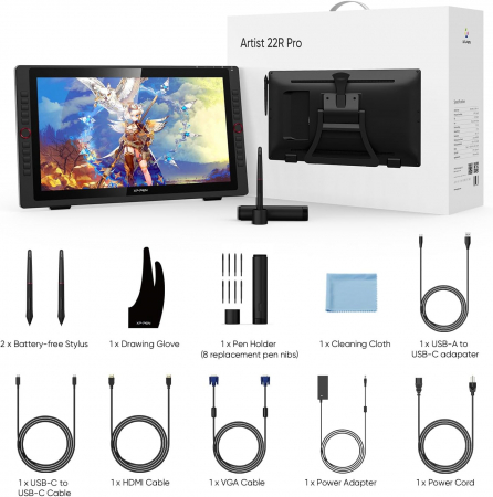 Tableta grafica XP-PEN Artist 22R PRO, 21.5" FHD, 82% RGB, include Stand Ajustabil, Artrage 5, Manusa, 8 varfuri de rezerva, TYPE-C [7]