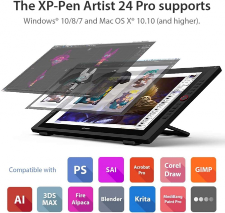 Tableta grafica, XP-PEN, Artist 24 Pro 23.8", IPS, 16:9, 2560x1440, 5080 LPI, PS 8192, 220 RPS, 20 butoane, Negru [5]