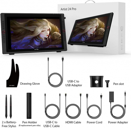 Tableta grafica, XP-PEN, Artist 24 Pro 23.8", IPS, 16:9, 2560x1440, 5080 LPI, PS 8192, 220 RPS, 20 butoane, Negru [3]