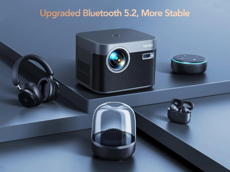 Videoproiector TOPTRO X7 600 ANSI Lumeni cu Focalizare automata/Correctie trapezoidala, Full HD 1080P WiFi6 Bluetooth 4K Suport LED Afisaj de 300 inchi, Home Cinema Android 9.0 [5]