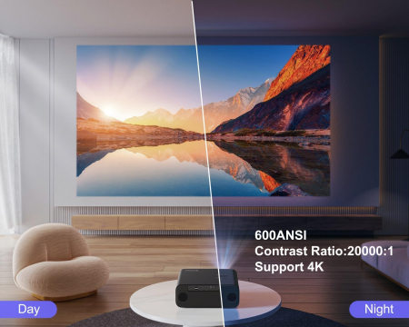 Videoproiector Wimius P62 WiFi 6 si Bluetooth 5.2, 500 ANSI 4K, nativ 1080P, Keystone 6D automat si zoom 50%, Smart Home pentru telefon/PC/TV Stick [5]