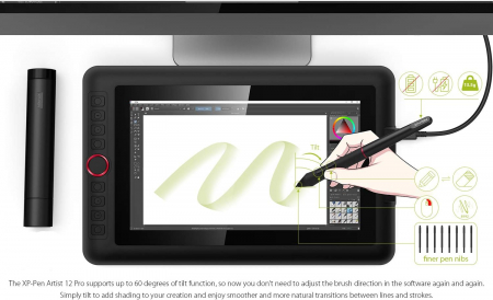 XP-PEN Artist 12 Pro Tableta grafica, 11.6" FHD, TILT, 8192 niveluri presiune, include Artrage 5, Manusa, 8 varfuri de rezerva [5]