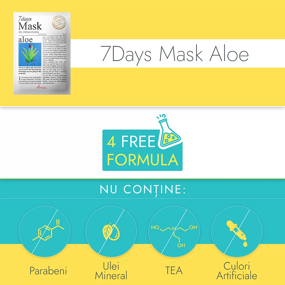 Ariul 7Days Masca Servetel Aloe Vera Pentru Calmare Si Improspatare x 20 g [2]
