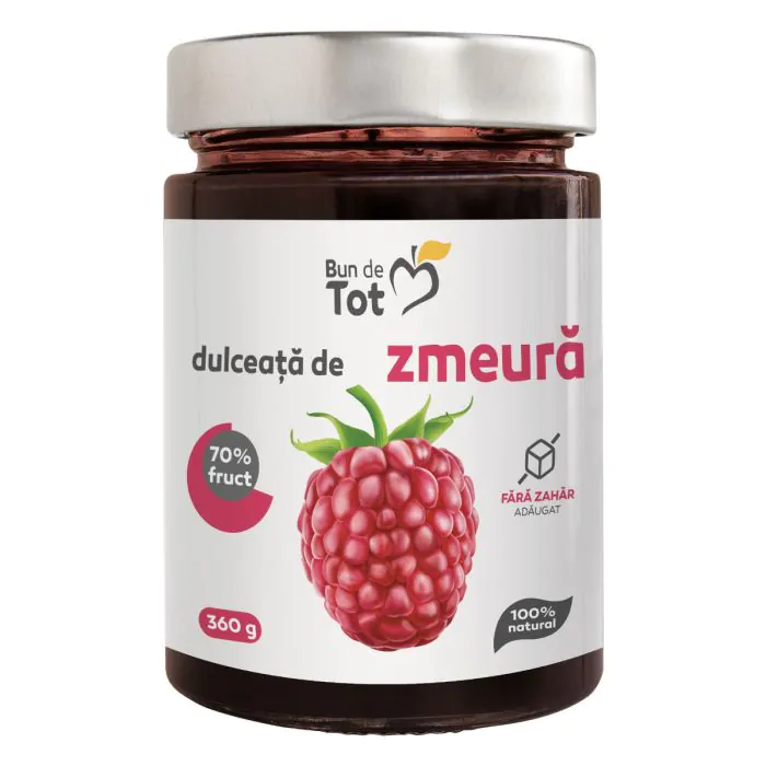 Bun De Tot Dulceata De Zmeura 70% Fruct Fara Zahar Adaugat 100% Natural x 360 g [1]