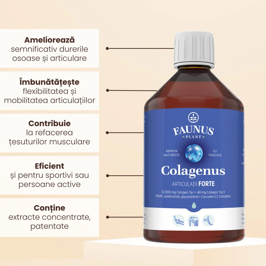 Colagenus Articulatii Forte Colagen Tip 1 12.000 mg + Colagen Tip 2 40 mg x 500 ml [2]
