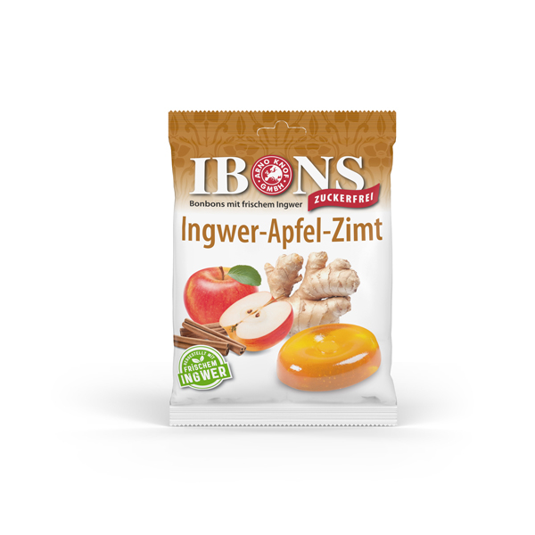 Ibons Dropsuri Cu Ghimbir, Mere Si Scortisoara Fara Zahar x 75 g [1]
