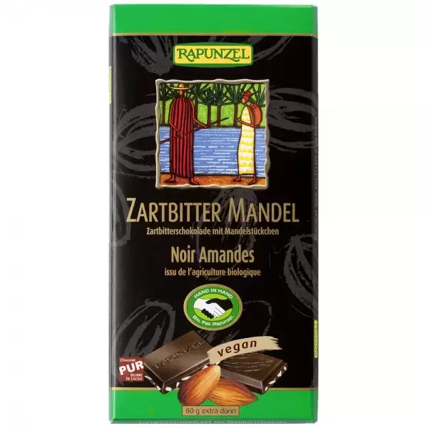 Rapunzel Ciocolata Amaruie Cu Migdale Si 55% Cacao Vegana Eco x 80 g [1]