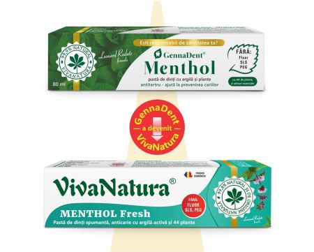 VivaNatura GennaDent Pasta De Dinti Cu Argila Activa Si Plante Menthol Fresh x 80 ml [2]
