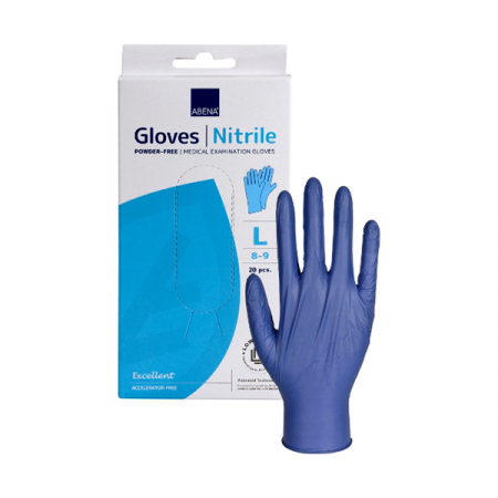 Dispozitive medicale - Abena Excellent Manusi Pentru Examinare Din Nitril Albastre Nepudrate L x 20 bc.