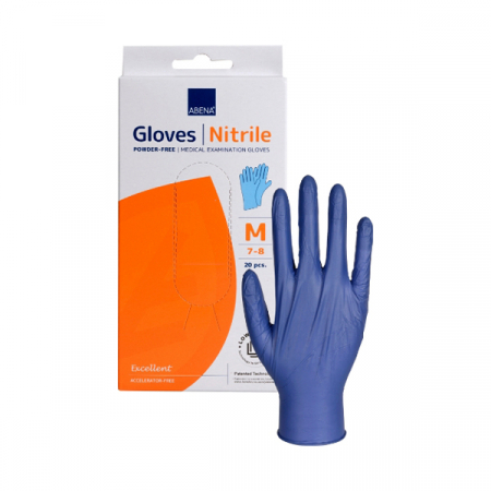 Dispozitive medicale - Abena Excellent Manusi Pentru Examinare Din Nitril Albastre Nepudrate M x 20 bc.