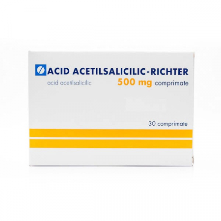 Durere si antiinflamatoare - Acid Acetilsalicilic Tamponat 500 mg x 30 cpr.