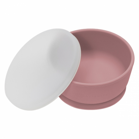 Puericultura - Appekids Bol Din Silicon Cu Ventuza Si Capac Old Rose
