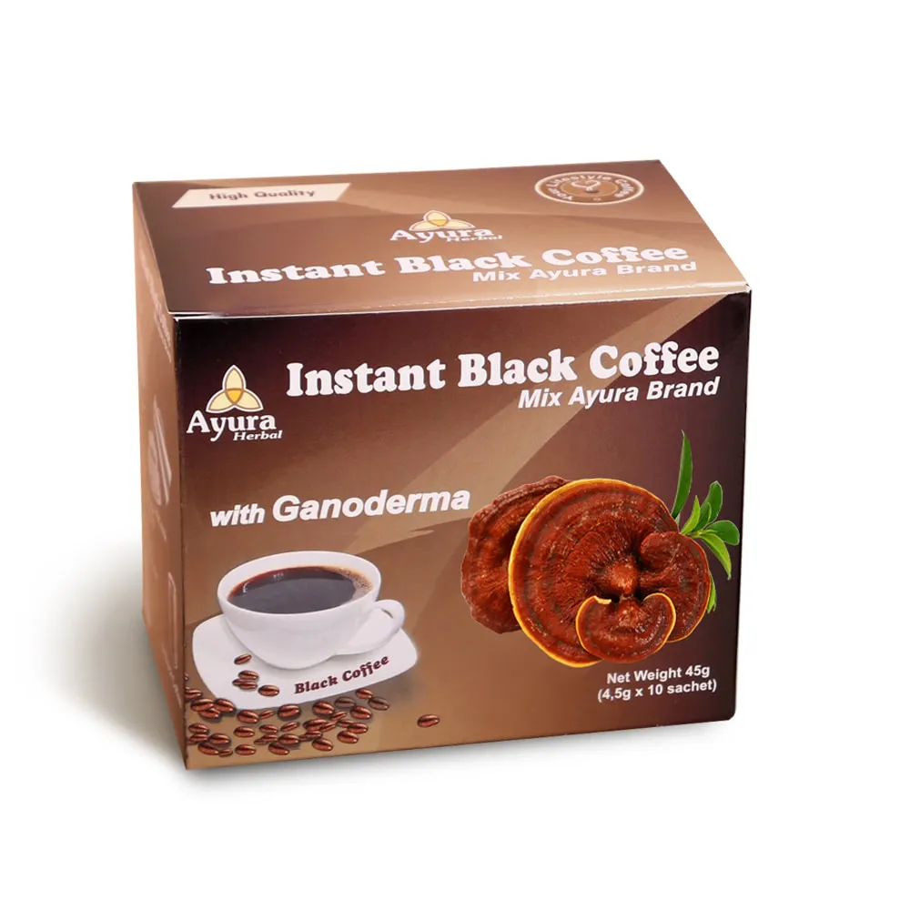 Pulberi si pudre - Ayura Instant Black Coffee Mix Cafea Neagra Cu Ganoderma x 10 pl.