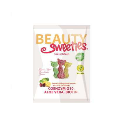 Jeleuri - Beauty Sweeties Jeleuri Gumate Pisicute Cu 25% Suc Din Fructe, Coenzima Q10, Aloe Vera Si Biotina x 125 g