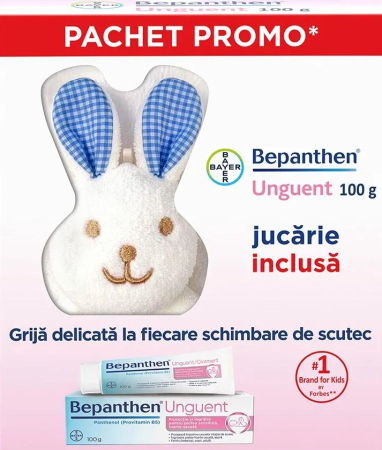Mama si copilul - Bepanthen 5% Unguent x 100 g + Jucarie Iepuras