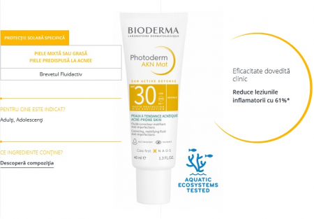 Frumusete si ingrijire - Bioderma Photoderm AKN Mat Fluid SPF30 x 40 ml