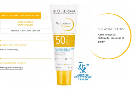 Protectie solara - Bioderma Photoderm Crema Invisible SPF50+ x 40 ml