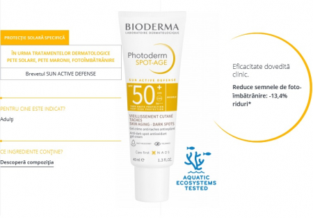 Protectie solara - Bioderma Photoderm Spot-Age SPF50+ x 40 ml