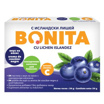 Suplimente alimentare/Dispozitive medicale - Bonita Cu Lichen Islandez Si Aroma De Coacaze Negre x 24 pastile de supt