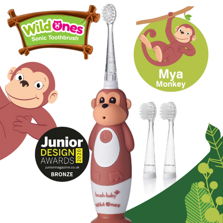 Igiena orala - Brush Baby WildOnes Periuta De Dinti Electrica Reincarcabila Mya Monkey 0-10 ani - BRB 235