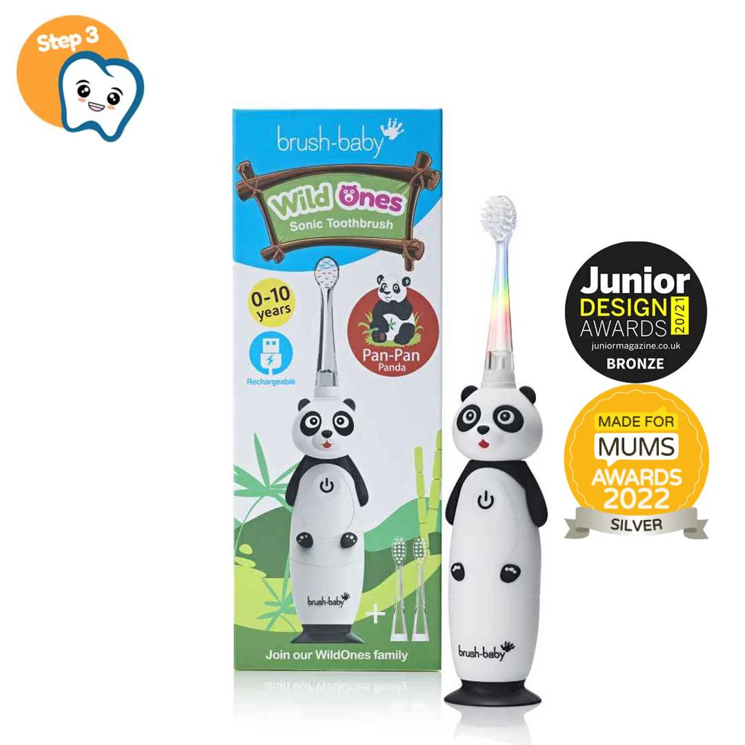 Igiena orala - Brush Baby WildOnes Periuta De Dinti Electrica Reincarcabila Pan-Pan Panda 0-10 ani - BRB 228