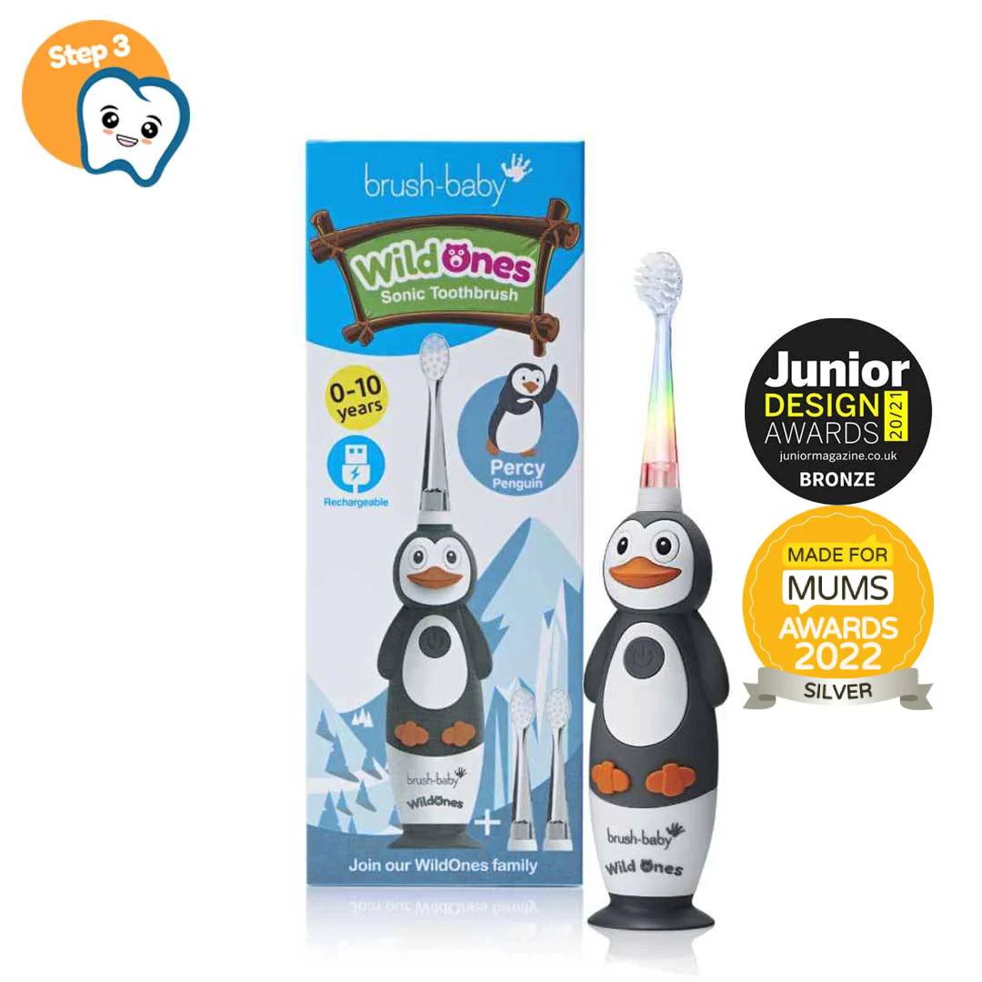 Igiena orala - Brush Baby WildOnes Periuta De Dinti Electrica Reincarcabila Percy Penguin 0-10 ani - BRB 240