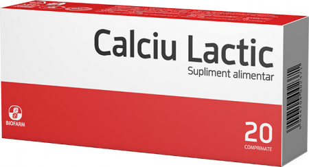 Vitamine si minerale - Calciu Lactic 500 mg x 20 cpr.