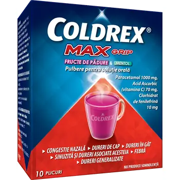 Raceala si gripa - Coldrex Maxgrip Fructe de Padure & Mentol x 10 pl.