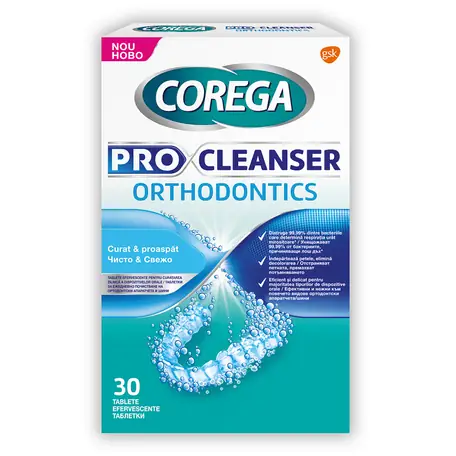 Igiena orala - Corega Pro Cleanser Orthodontics Tablete Curatare x 30 tb. efervescente
