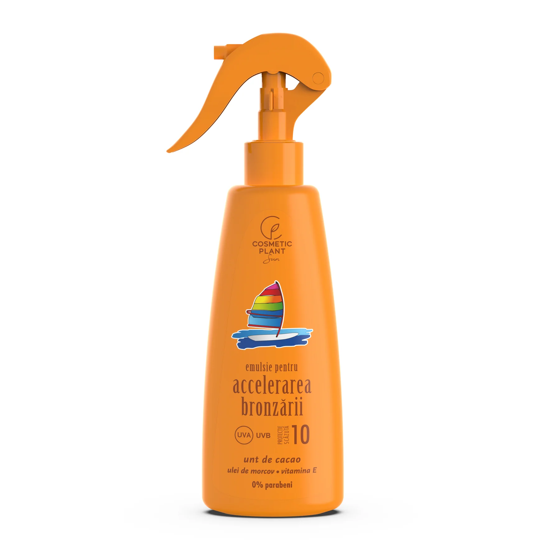 Protectie solara - Cosmetic Plant Emulsie Spray Pentru Accelerarea Bronzarii Cu Unt De Cacao Si Ulei De Morcov SPF10 x 200 ml