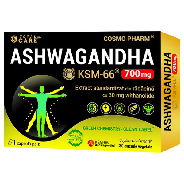 Afectiuni neurovegetative - Cosmo Pharm Total Care Ashwagandha KSM-66 700 mg x 30 cps. veg.