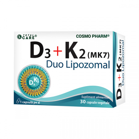 Afectiuni osteo-musculo-articulare - Cosmo Pharm Total Care D3+K2 (MK7) Duo Lipozomal x 30 cps. veg.