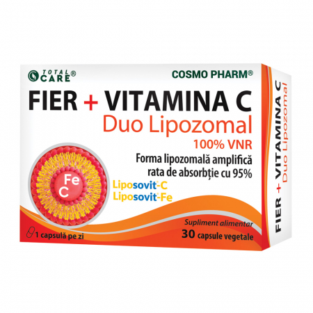 Afectiuni metabolice - Cosmo Pharm Total Care Fier + Vitamina C Duo Lipozomal x 30 cps. veg.