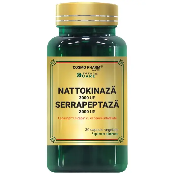 Cardiovasculare si tensiune - Cosmo Pharm Total Care Nattokinaza Serrapeptaza x 30 cps. veg.